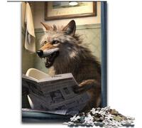 1000-Piece Jigsaw Puzzle Wolf Reading Newspaper Puzzles for Adults Relaxing Entertainment, Home Decor (Size 26x38cm)