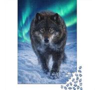 1000 Piece Jigsaw Puzzle, Wolf Under The Aurora Borealis, 70x50cm/1000pcs, for Adults, Gift for Puzzle Lovers, Family Activity And Time at Home