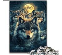 1000-Piece Jigsaw Puzzle Wolf Under The Moon Challenging Puzzles 50X75CM Educational Activity for Cognitive Skills Cognitive Skill Improvement