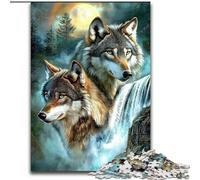 1000-Piece Jigsaw Puzzle Wolf Under The Moon Wooden Jigsaw 50X75CM Perfect for Family Fun, Party Games, Birthday Party Favors