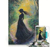 1000 Piece Jigsaw Puzzle Woman in Forest Path Practical Game Parent-child Interaction Artists Collection Fine Art 50x75cm