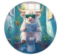 1000-Piece Jigsaw Puzzle Yak Go Toilet Round Puzzle 1000 Pieces Jigsaw Perfect for Birthday, Christmas 67.5x67.5cm