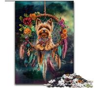 1000-Piece Jigsaw Puzzle Yorkshire Terrier Dream Catcher Challenging Puzzles 26X38CM for Mother'S Day, Birthdays, Christmas
