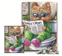 1000 Piece Jigsaw Puzzle Yorkshire Terrier Go Toilet Difficult Puzzles for Adults 50x75 cm Perfect for Birthday, Christmas