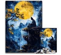 1000 Piece Jigsaw Puzzle Zen Meditation Under Full Moon Difficult Puzzles for Adults for Home Decor & Holiday Fun 1000 PCS(75x50cm)