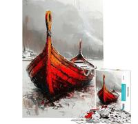 1000 Piece Jigsaw Puzzles Abadonned Viking Boat Interesting Brain Challenge Durable Fragments Not Easy Bend Elegant Birthday Gifts Idea (Size 38x52cm)