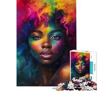 1000 Piece Jigsaw Puzzles Abstract Afro Woman Face Colorful Interesting Brain Challenge Durable Fragments Not Easy Bend Elegant Birthday Gifts Idea (Size 50x75cm)