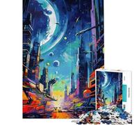 1000 Piece Jigsaw Puzzles Abstract City Buildings Interesting Brain Challenge Durable Fragments Not Easy Bend Elegant Birthday Gifts Idea (Size 50x75cm)