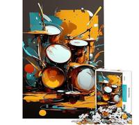 1000 Piece Jigsaw Puzzles Abstract Drum Set Interesting Brain Challenge Durable Fragments Not Easy Bend Elegant Birthday Gifts Idea (Size 50x75cm)