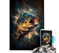 1000 Piece Jigsaw Puzzles Abstract Fish Painting Interesting Brain Challenge Durable Fragments Not Easy Bend Elegant Birthday Gifts Idea (Size 50x75cm)