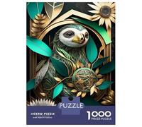 1000-piece Jigsaw Puzzles Abstract Flowers Sloth Jigsaw Puzzle Anti-Stress Toys Wall Decoration Unique Gifts for Birthday And Christmas 38x26cm/1000pcs