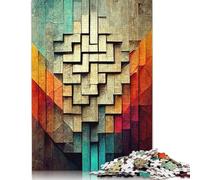 1000 Piece Jigsaw Puzzles Abstract Geometric I Creative Square Wooden Jigsaw Puzzles for Adults 1000pcs (75x50cm)