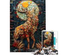 1000-piece Jigsaw Puzzles Abstract Raising Deer Jigsaw Puzzle Relax Games Pattern Assembly Unique Gifts for Birthday And Christmas (Size 38x26cm)