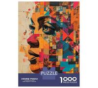 1000-piece Jigsaw Puzzles Abstract Woman Face Art Print-4 Jigsaw Puzzle Anti-Stress Toys Wall Decoration Unique Gifts for Birthday And Christmas 38x26cm/1000pcs
