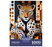 1000 Piece Jigsaw Puzzles- African Art Leopard Jigsaw Puzzle Brain Teaser Game Wall Decoration Deal As Gifts for The Whole Family 38x26cm/1000pcs