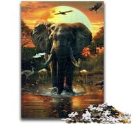 1000 Piece Jigsaw Puzzles African Elephants 1000 Piece Puzzle,Artistic Wall Decor & Birthday Gift Idea for Friends, Home Office (38x26cm)