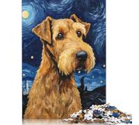 1000 Piece Jigsaw Puzzles Airedale Terrier Night Puzzles for Adults Wooden Puzzles Educational Game for Adult Child 1000pcs (75x50cm)