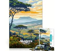 1000 Piece Jigsaw Puzzles Akagera National Park Rwanda Landscape Perfect Cut Fun Smart Play Activity Cozy Fun Time Birthday Art Play (38x52cm)