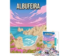 1000 Piece Jigsaw Puzzles Albufeira Portugal Sunset Beach Art Algarve Coastal Travel Print for Educational Game Challenge Toy Brain Teaser Game Perfect Decoration Gifts for Women Men