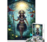 1000-piece Jigsaw Puzzles Amazonian Warrior in Jungle Anti-Stress Toys Gift Birthday Practical Game with Fully Interlocking Randomly Shaped Pieces Size 38x26cm