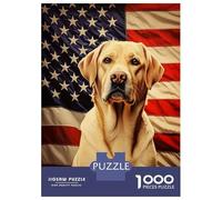 1000-piece Jigsaw Puzzles American Flag Labrador Adult Jigsaw Hands-on Game A Work of Art Unique Gifts for Birthday And Christmas 52x38cm/1000pcs