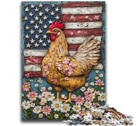 1000 Piece Jigsaw Puzzles American Flag Rooster Challenging Game And Family Play for Is Ideal As A Gift for The Whole Family 50x75cm