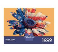 1000 Piece Jigsaw Puzzles- American Flag Sunflower Art Print Jigsaw for Adults Brain Teaser Game Difficult Challenge Stress Reduction Gifts 38x26cm/1000pcs