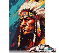 1000 Piece Jigsaw Puzzles American Indian Jigsaw Puzzles for Adults Wooden Jigsaw Puzzles Home Art Decor 75x50cm
