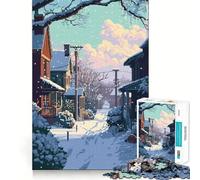 1000 Piece Jigsaw Puzzles American Town Winter Pixel Tight Fit Play Logic Thinking Play Chill Play Time Xmas Art Gift (38x26cm)