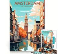1000 Piece Jigsaw Puzzles Amsterdam Netherlands Perfect Cut Fun Smart Play Activity Cozy Fun Time Birthday Art Play (50x75cm)