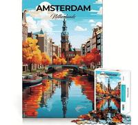1000 Piece Jigsaw Puzzles Amsterdam Netherlands Tight Fit Play Logic Thinking Play Chill Play Time Xmas Art Gift (50x75cm)