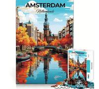 1000 Piece Jigsaw Puzzles Amsterdam Netherlands Tight Fit Play Logic Thinking Play Chill Play Time Xmas Art Gift (38x26cm)