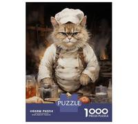 1000-piece Jigsaw Puzzles Angry Cook Cat Jigsaws for Adults Brain Teaser Game Improve Memory Unique Gifts for Birthday And Christmas 38x26cm/1000pcs