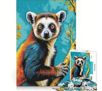 1000-piece Jigsaw Puzzles Animal Colorful Lemur, Educational Game, Fun Activities at Home, Birthday Present,Travel Gifts, 38x26cm