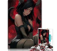 1000 Piece Jigsaw Puzzles Anime Demon Girl, Brain Intelligence Challenge Addictive Toys,Educational Game for Birthday, Chrismas for Ages 14+ 38x26cm