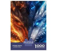 1000-piece Jigsaw Puzzles Anime Dragon Fire And Ice Jigsaws for Adults Brain Teaser Game Improve Memory Unique Gifts for Birthday And Christmas 70x50cm/1000pcs