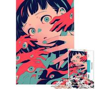 1000 Piece Jigsaw Puzzles Anime Girl Surrounded by Eyed Hands Educational Games Challenging Game Toys Gifts for Women Men Family Activities (Size 38x26cm)