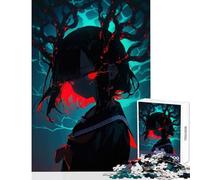 1000-piece Jigsaw Puzzles Anime Girl with Red Glowing Eyes Jigsaw Puzzles for Teenagers Difficult Challenge Fun Activities at Home Toy Intellectual Game (38x26cm)