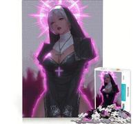 1000-piece Jigsaw Puzzles Anime Nun with Glowing Halo, Toy Wall Decor, Challenging To Complete, Improving Love between Couples 38x26cm