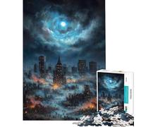 1000 Piece Jigsaw Puzzles Apocalyptic Cityscape Under A Swirling Sky Difficult And Challenge Difficult Hard Practical Game for And 14 Years And over (38X52cm)