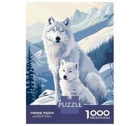 1000-piece Jigsaw Puzzles Arctic Wolf Family Jigsaws for Adults Brain Teaser Game Improve Memory Unique Gifts for Birthday And Christmas 70x50cm/1000pcs