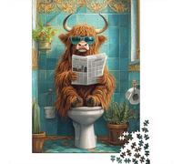 1000 Piece Jigsaw Puzzles Art Highland Cow Puzzles for Adults Wooden Puzzles Educational Game for Adult Child 1000pcs (75x50cm)
