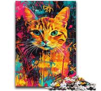 1000 Piece Jigsaw Puzzles Artistic Cat Oil Painting 1000 Piece Jigsaw,Educational Games Home Decoration Suitable for Desktop Decoration (50x75cm)