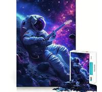1000 Piece Jigsaw Puzzles Astronaut Guitar in Space Tight Fit Play Logic Thinking Play Chill Play Time Xmas Art Gift (38x52cm)