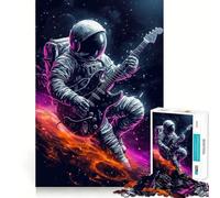 1000 Piece Jigsaw Puzzles Astronaut Guitar in Space Tight Fit Play Logic Thinking Play Chill Play Time Xmas Art Gift (50x75cm)