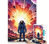 1000 Piece Jigsaw Puzzles Astronaut in Front of Cosmic Explosion Tight Fit Play Logic Thinking Play Chill Play Time Xmas Art Gift (50x75cm)
