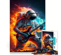 1000 Piece Jigsaw Puzzles Astronaut Playing Guitar Perfect Cut Fun Smart Play Activity Cozy Fun Time Birthday Art Play (38x52cm)