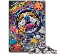 1000 Piece Jigsaw Puzzles Astronaut Pug Puzzles for Adults,Stress Reliever Staycation Kill Time Enhance Love between Couples (50x75cm)