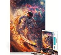 1000 Piece Jigsaw Puzzles Astronaut Space Surfing Tight Fit Play Logic Thinking Play Chill Play Time Xmas Art Gift (38x52cm)