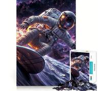1000 Piece Jigsaw Puzzles Astronaut Surfing in Space Tight Fit Play Logic Thinking Play Chill Play Time Xmas Art Gift (38x52cm)